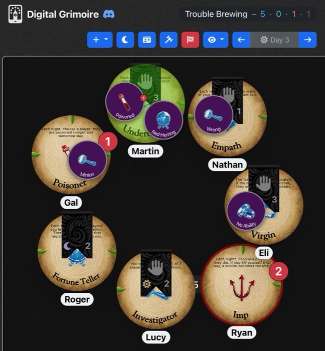 Blood on the Clocktower game session