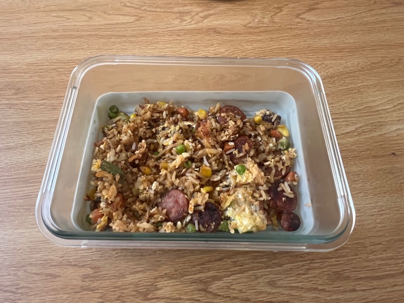 Week 2 cooking — fried rice with sausage