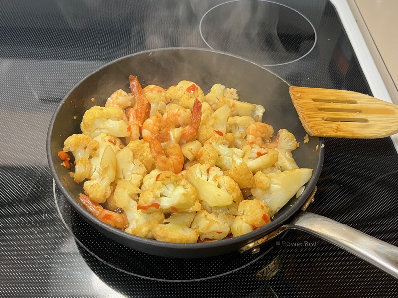 Week 3 cooking — shrimp and choy